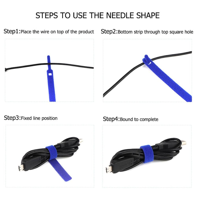 50 PCS Needle Shape Self-adhesive Data Cable Organizer Colorful Bundles 12 x 145mm(Black)