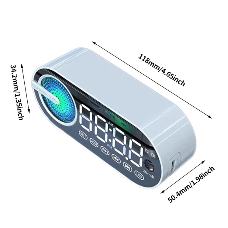 RBT-G30 Mirror Colorful Light Subwoofer Bluetooth Alarm Clock Audio, Spec: Sensor Version (Black)
