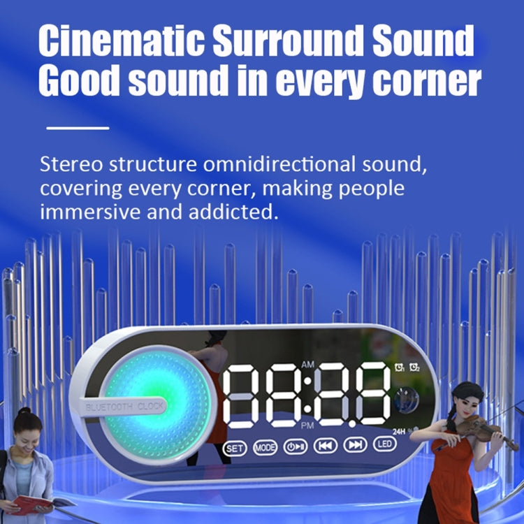 RBT-G30 Mirror Colorful Light Subwoofer Bluetooth Alarm Clock Audio, Spec: Sensor Version (Black)