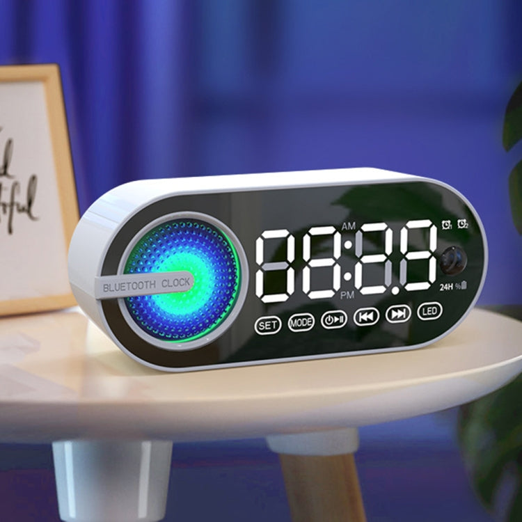 RBT-G30 Mirror Colorful Light Subwoofer Bluetooth Alarm Clock Audio, Spec: Sensor Version (White)