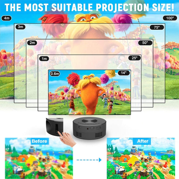 YT200 320 X 180P LED HD Mini Projector USB Powered Support Wired Connection Phone Screen(Black)