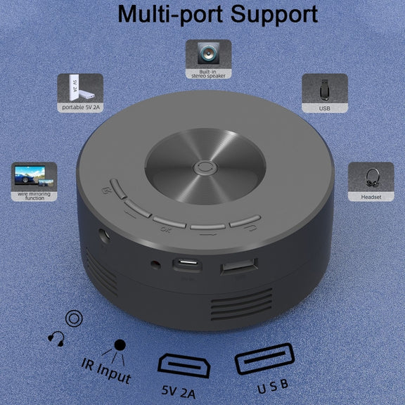 YT200 320 X 180P LED HD Mini Projector USB Powered Support Wired Connection Phone Screen(Black)