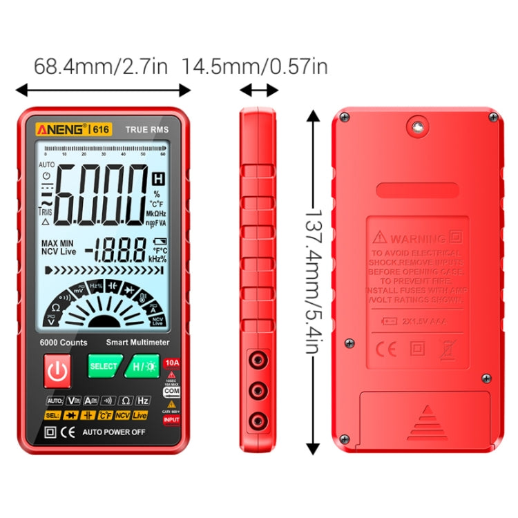 ANENG 616 Automatic High-precision Digital Display Capacitance Multimeter, Color: Black(Color Box)