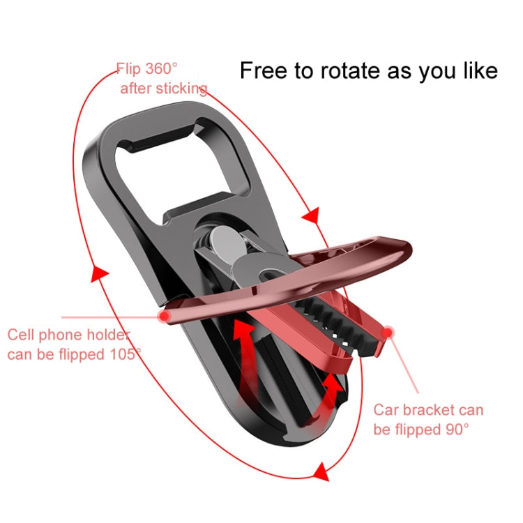 Multifunction Car Air Vent Phone Holder Finger Ring Phone Bracket Bottle Opener(Silver)