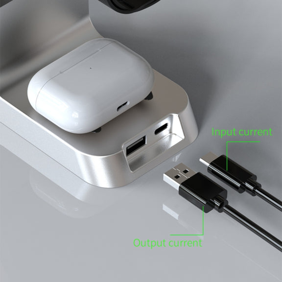 H27 15W  6 In 1 With Clock Function Magnetic Phone Wireless Charger For iWatch/AirPods(Black)