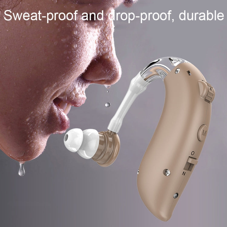 GM-105 Smart Noise Cancelling Ear-hook Rechargeable Elderly Hearing Aids, Spec: US Pulg(Skin Color)