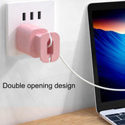 For iPhone 11/12 18W/20W Power Adapter 2pcs Protective Case Cover Data Cable Organizer(Pink)
