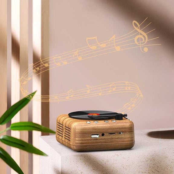 Manovo H3 Retro Vinyl Record Player Shape Mini Bluetooth Speaker, Color: White