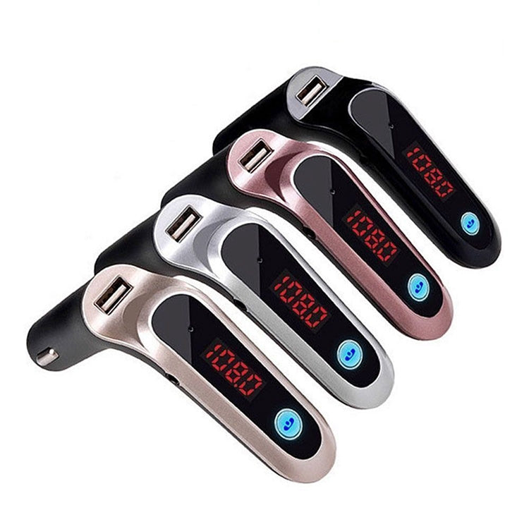 S7 Smart Digital Display Music Player Calling Car Charger, Color: Black