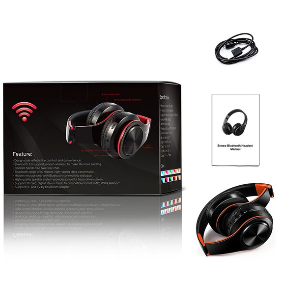 LPT660 Bluetooth Wireless Headset HIFI Stereo Sports Headphones(White+Orange)