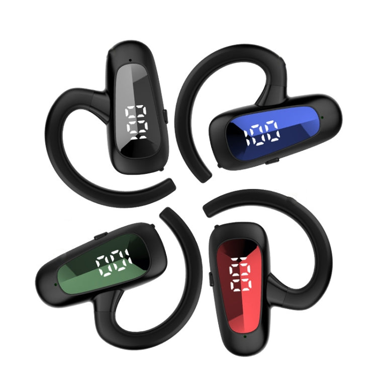 Bone Conduction Concepts Digital Display Stereo Bluetooth Earphones, Style: Single Ear(Green)