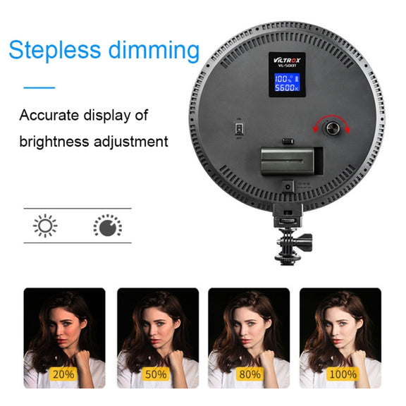 VILTROX VL-500T Intelligent Digital Display Circular LED Photography Fill Light