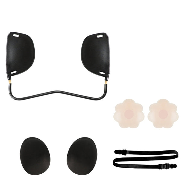 XD00001 Molding Silicone Nipple Sticker Frontless Bra Adjustable Anti-sag Push-up Bra Kit(W-type Black)