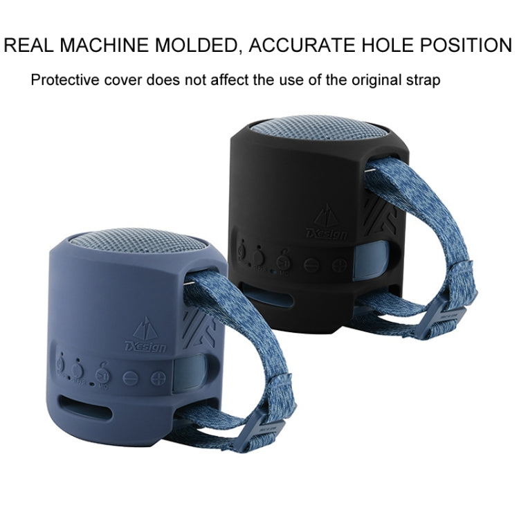 For Sony SRS-XB13 Speaker Silicone Case With Hook And Loop Fastener Strap(Black)