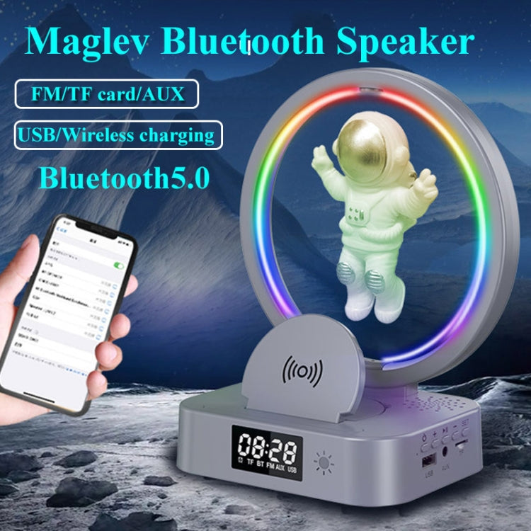 Y-558 Magnetic Levitation Astronaut TWS Bluetooth Speaker With RGB Light,Style: Golden Basic