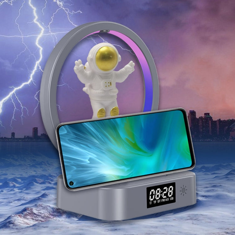 Y-558 Magnetic Levitation Astronaut TWS Bluetooth Speaker With RGB Light,Style: Golden Basic
