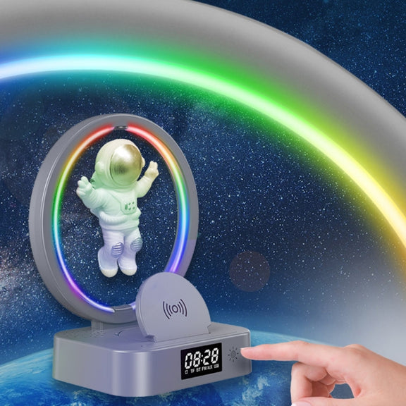 Y-558 Magnetic Levitation Astronaut TWS Bluetooth Speaker With RGB Light,Style: Silver Wireless Charging