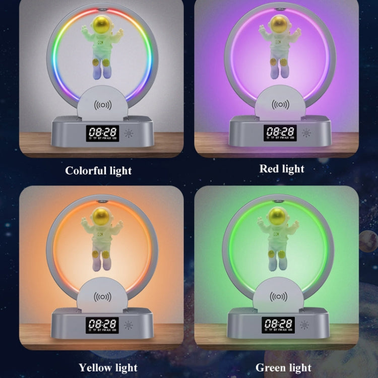 Y-558 Magnetic Levitation Astronaut TWS Bluetooth Speaker With RGB Light,Style: Silver Wireless Charging