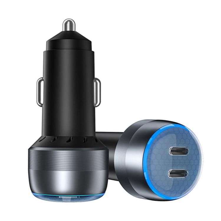 IBD355-2C Dual PD Smart Car Phone Charger With LED Light, Spec: PD30W+PD30W