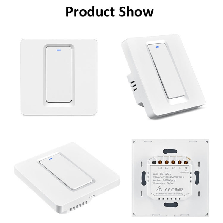 Tuya ZigBee Smart Single-fire Zero-fire Sharing Switch Phone Control Voice Panel EU Plug, Spec: 1 Button