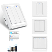 Tuya ZigBee Smart Single-fire Zero-fire Sharing Switch Phone Control Voice Panel EU Plug, Spec: 2 Buttons