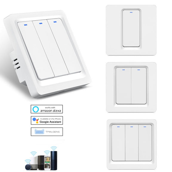 Tuya ZigBee Smart Single-fire Zero-fire Sharing Switch Phone Control Voice Panel EU Plug, Spec: 3 Buttons