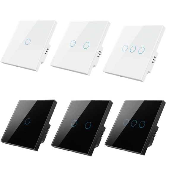 Tuya ZigBee Zero Firewire Touch Wall Remote Control Switch Light Control Voice Switch EU Plug, Style: 1 Gang (Black)