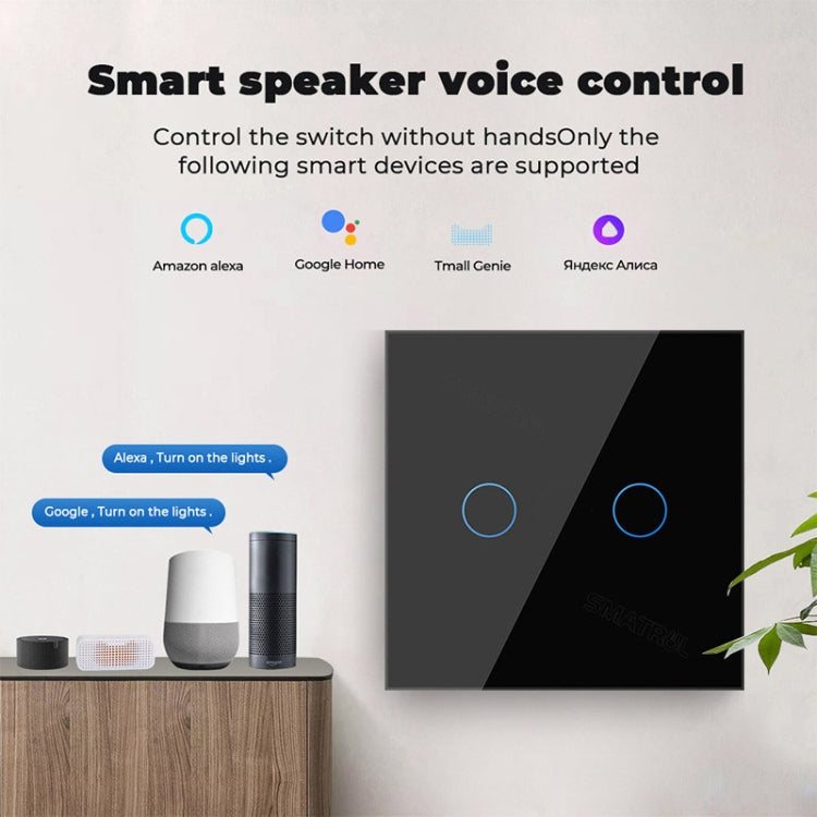 Tuya ZigBee Zero Firewire Touch Wall Remote Control Switch Light Control Voice Switch EU Plug, Style: 1 Gang (Black)
