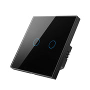 Tuya ZigBee Zero Firewire Touch Wall Remote Control Switch Light Control Voice Switch EU Plug, Style: 2 Gang (Black)