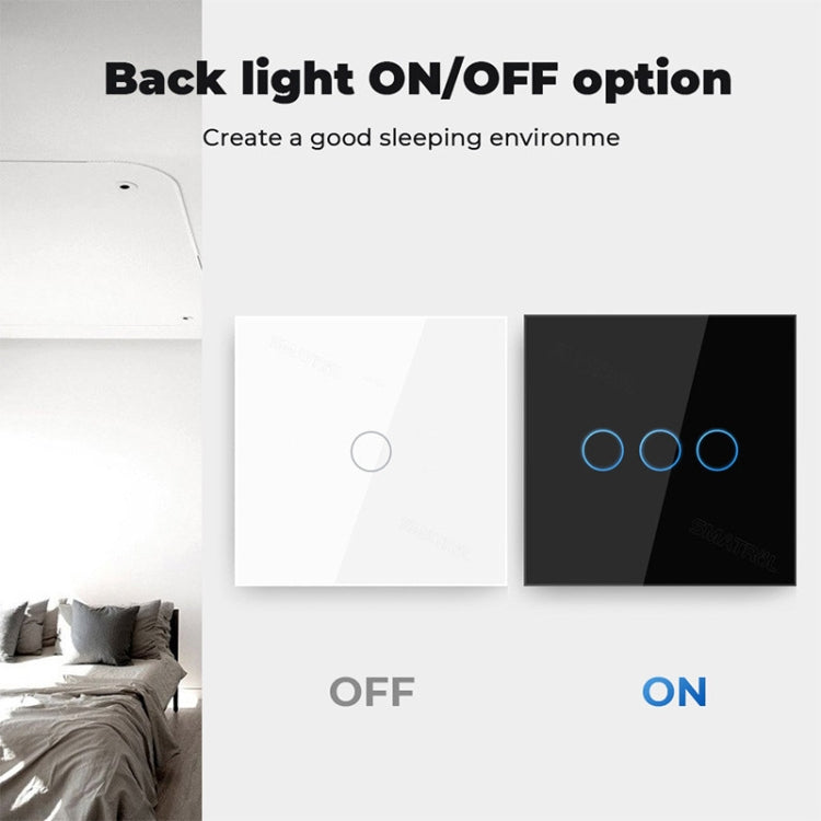 Tuya ZigBee Zero Firewire Touch Wall Remote Control Switch Light Control Voice Switch EU Plug, Style: 3 Gang (Black)