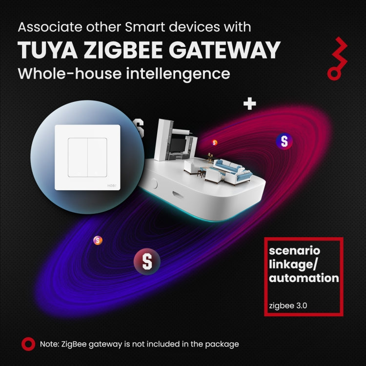 Tuya ZigBee Smart Single-fire Zero-fire Sharing Timing Voice Wall Switch EU Plug, Style: 2 Ways (White Scene Casual Post)