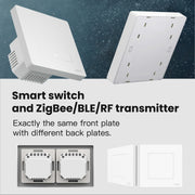 Tuya ZigBee Smart Single-fire Zero-fire Sharing Timing Voice Wall Switch EU Plug, Style: 2 Ways (White Scene Casual Post)