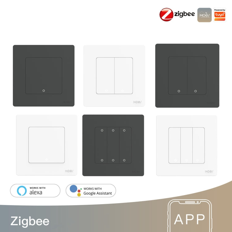 Tuya ZigBee Smart Single-fire Zero-fire Sharing Timing Voice Wall Switch EU Plug, Style: 4 Ways (Gray Scene Casual Post)