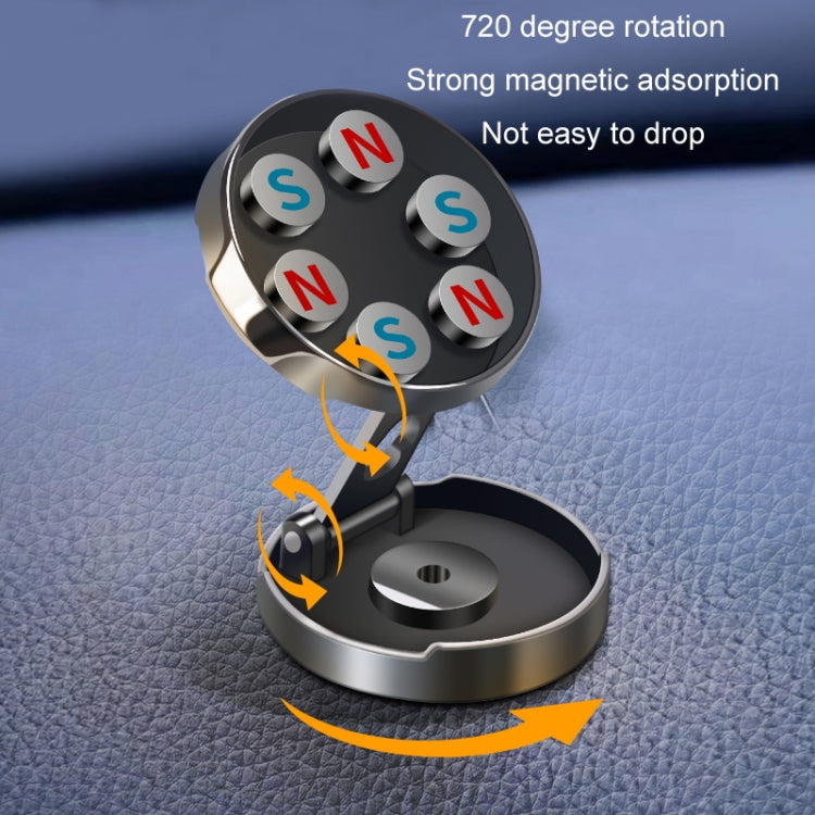 Multi-Angle Positioning Car Folding Circular Car Magnetic Suction Bracket(Silver)