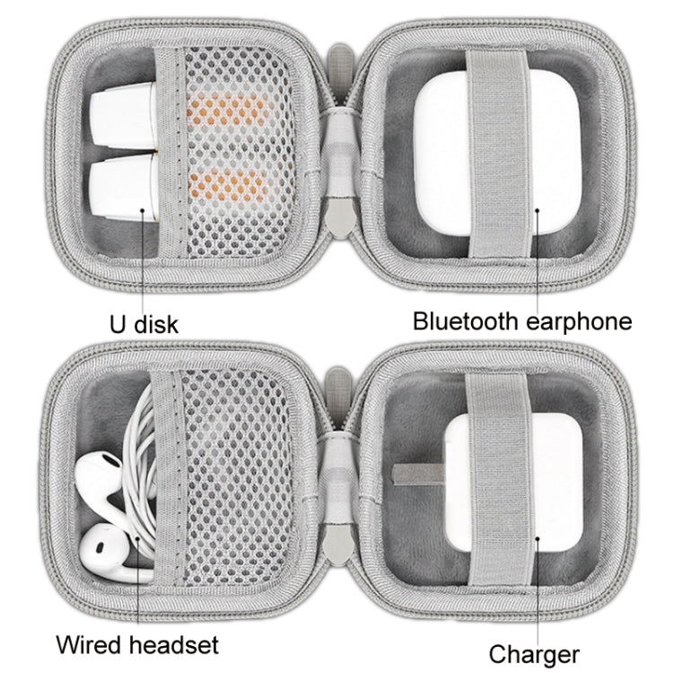 Baona BN-F017 Leather Digital Headphone Cable U Disk Storage Bag, Specification: Large Square Black