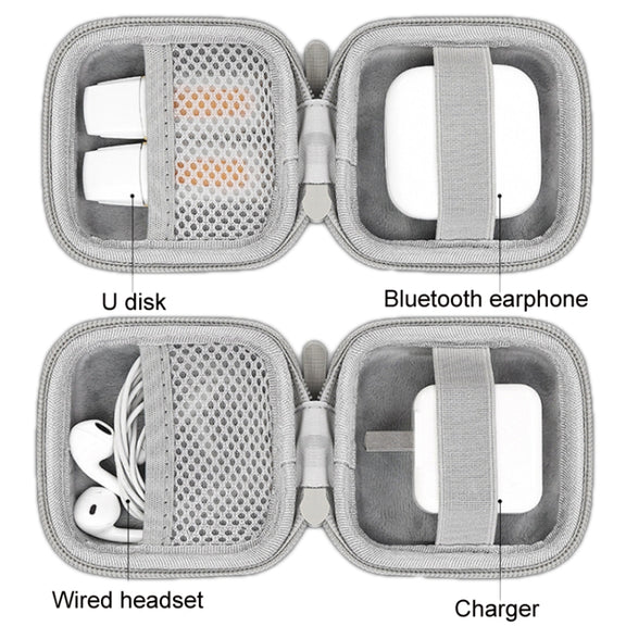 Baona BN-F017 Leather Digital Headphone Cable U Disk Storage Bag, Specification: Large Square Black