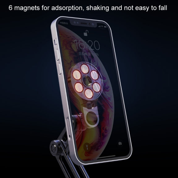 Car Desktop Folding Magnetic Suction Stretch Live Mobile Phone Holder(Black)