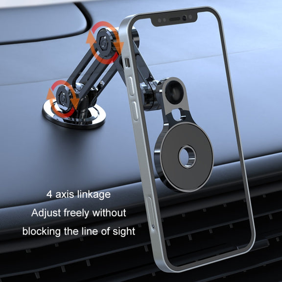 Car Desktop Folding Magnetic Suction Stretch Live Mobile Phone Holder(Black)