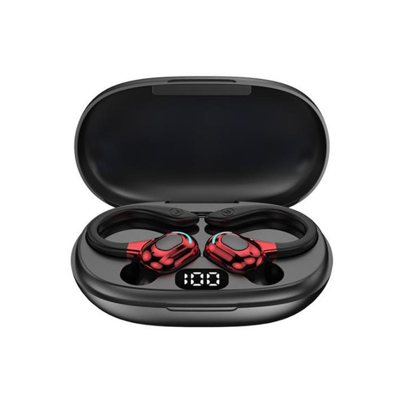 F8 Hanging Ear Stereo Wireless Bluetooth Earphones With Charging Bin(Red Double Ear)