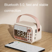 S11 Handheld Retro Alarm Clock Bluetooth Speaker Desktop Portable Clock(Beige)
