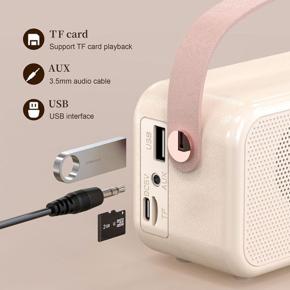 S11 Handheld Retro Alarm Clock Bluetooth Speaker Desktop Portable Clock(Pink)
