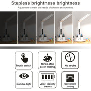 LED Intelligent Digital Display Foldable Desk Lamp, Style: Double Head Charging 3200mAh
