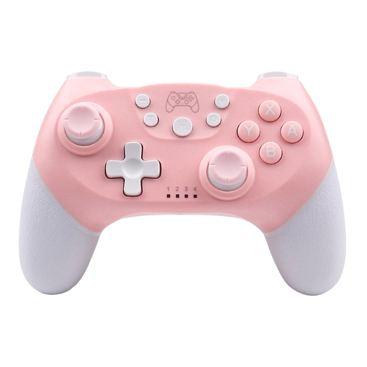 For Nintendo Switch Pro Wireless Bluetooth Handle with Macro Programming & Somatosensory Wake-up(White Pink)