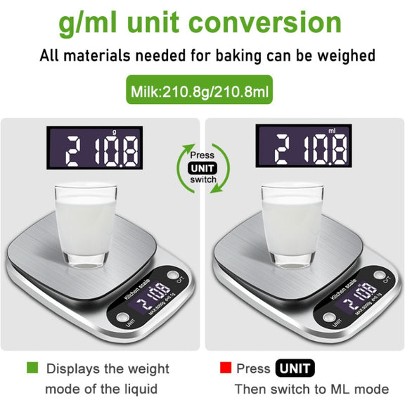 Small Multifunctional Kitchen High Precision Electronic Scale LCD Digital Display Food Scale, Model: 10kg/ 1g