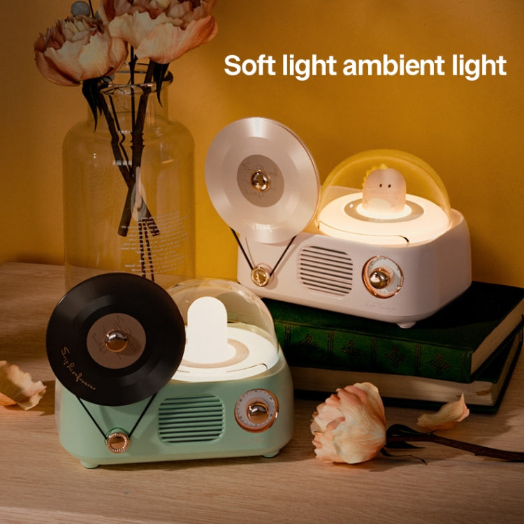 Y02 Retro Vinyl Record Player Wireless Bluetooth Speaker Ambient Light Aromatherapy Bluetooth Audio(White)