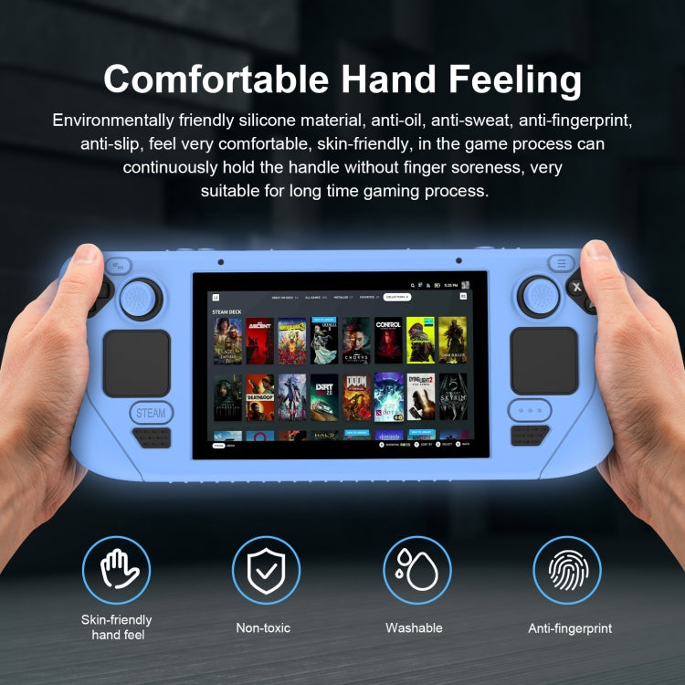 For Steam Deck Game Controller Soft Silicone Protective Cover Case With 4pcs Key Cap(Luminous Green)