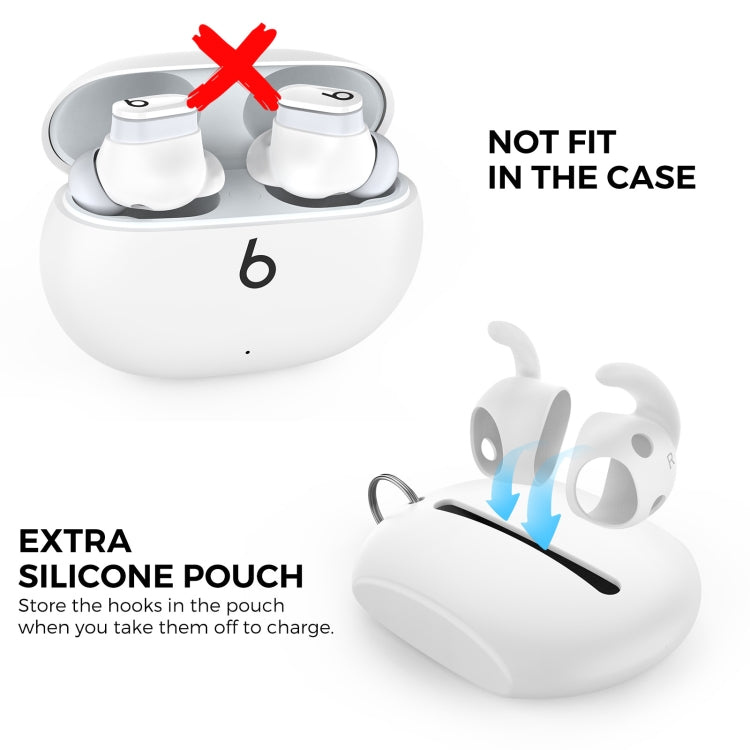 For Beats Studio Buds AhaStyle PT172 Earphone Silicone Ear Caps, Style: Earcap x 3+Case (White)