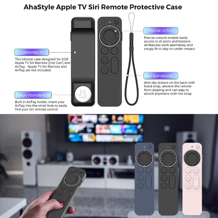 For Apple TV Siri Remote 2/3 AhaStyle PT165 Remote Controller Silicone Protective Case(Blue)