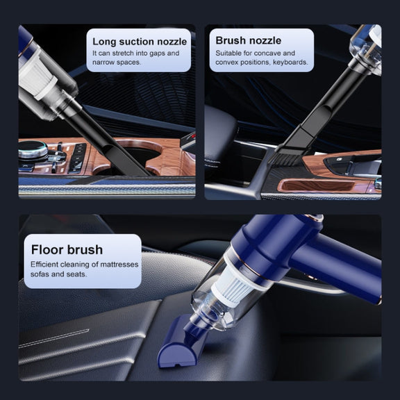 SUITU  ST-6638 Car Wireless Vacuum Cleaner Suction and Blower Integrated With Light ,Spec: Top Version Type-C