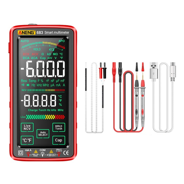 ANENG 683 Smart Touch Screen Automatic Range Rechargeable Multimeter(Red)